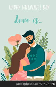 Romantic illustration with man and woman. Love, love story, relationship. Vector design concept for Valentines Day and other users.. Romantic illustration with man and woman. Love, love story, relationship.