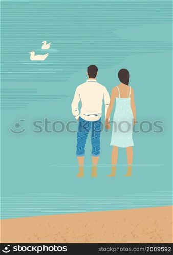 Romantic illustration with man and woman. Love, love story, relationship. Vector design concept for Valentines Day and other users.. Romantic illustration with man and woman. Love, love story, relationship. Vector design