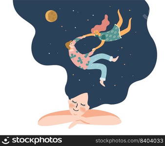 Romantic illustration with people. Love, love story, relationship. Vector design concept for Valentines Day and other use.