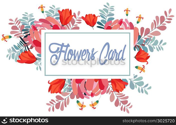Romantic invitation. Wedding, marriage, bridal, birthday, Valentine's day. Colorful blooming branches background. Isolated