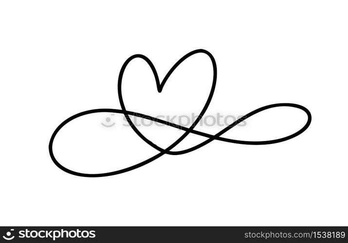 Romantic monoline infinity calligraphy vector Heart love sign. Hand drawn icon of valentine day. Concepn symbol for greeting card, poster wedding. Design flat element illustration.. Romantic monoline infinity calligraphy vector Heart love sign. Hand drawn icon of valentine day. Concepn symbol for greeting card, poster wedding. Design flat element illustration