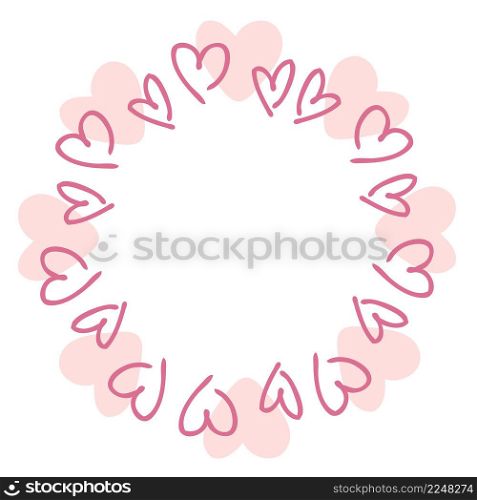 Romantic pattern with heart frame. Vector isolated illustration. Perfect for card decoration, banner, invitation, poster.