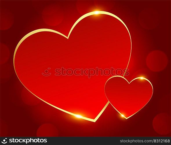 romantic red and golden love hearts background