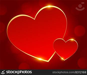 romantic red and golden love hearts background