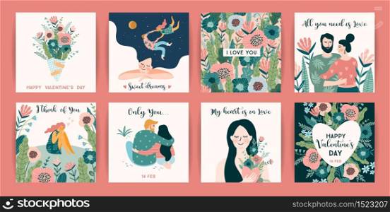 Romantic set of cute illustrations. Love, love story, relationship. Vector design concept for Valentines Day and other users.. Romantic set of cute illustrations. Vector design concept for Valentines Day and other users.