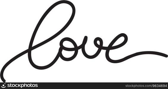 Romantic simple modern black lettering word love Vector Image