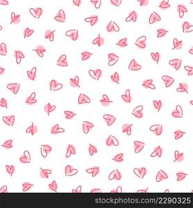 Romantic valentine seamless pattern with hearts and spots. Perfect for greeting card, party invitation and print. Hand drawn vector illustration for decor and design.