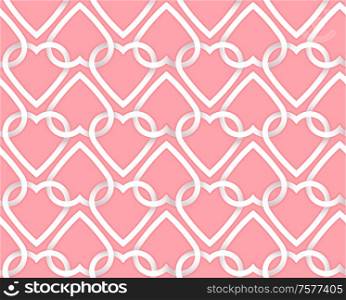 Romantic Valentine seamless pattern with white paper hearts on a pink background. Vector illustration