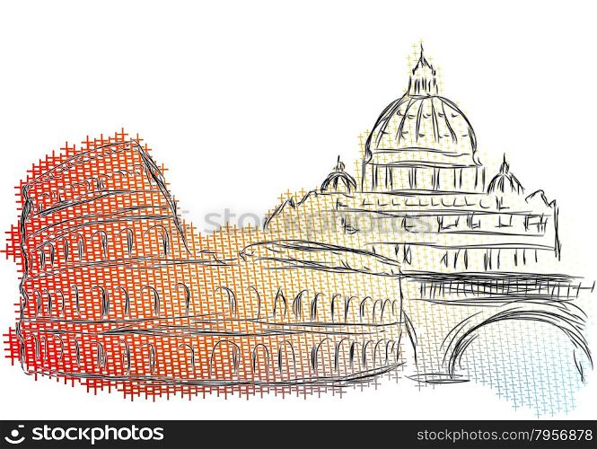 rome. abstract skyline isolated on a white background