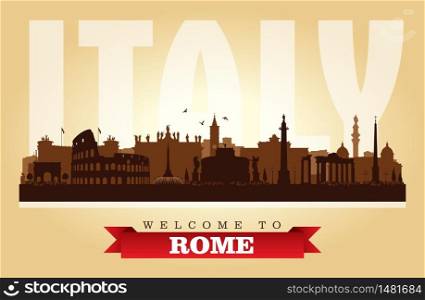 Rome Italy city skyline vector silhouette illustration
