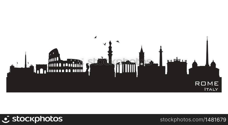 Rome Italy skyline Detailed vector silhouette