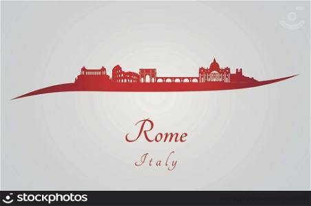 Rome skyline in red and gray background in editable vector file