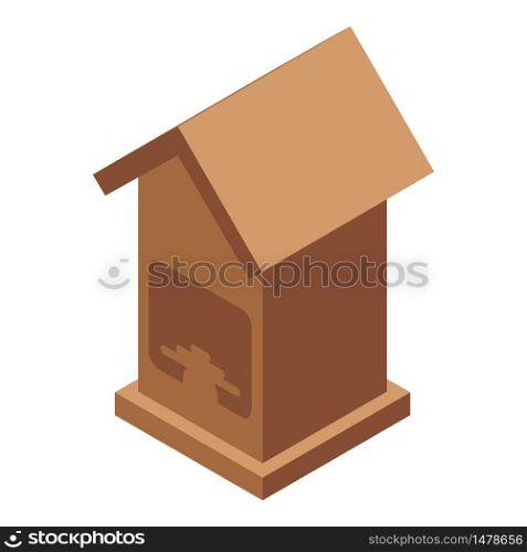 Roof bird house icon. Isometric of roof bird house vector icon for web design isolated on white background. Roof bird house icon, isometric style