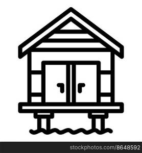 Roof bungalow icon outline vector. Island villa. House resort. Roof bungalow icon outline vector. Island villa