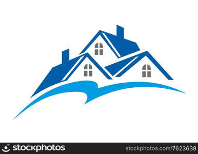 Roof of house as a real estate industry symbol isolated on white