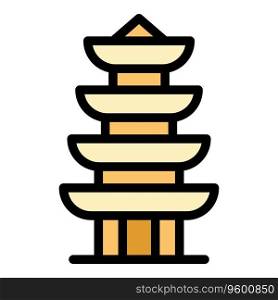 Roof pagoda icon outline vector. Chinese building. Asian house color flat. Roof pagoda icon vector flat