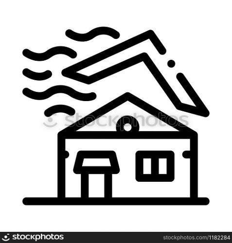 Roof Tear Down Icon Vector. Outline Roof Tear Down Sign. Isolated Contour Symbol Illustration. Roof Tear Down Icon Vector Outline Illustration