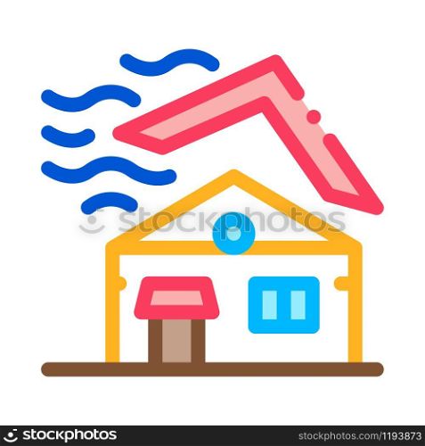 Roof Tear Down Icon Vector. Outline Roof Tear Down Sign. Isolated Contour Symbol Illustration. Roof Tear Down Icon Vector Outline Illustration