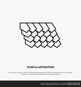 Roof, Tile, Top, Construction Line Icon Vector