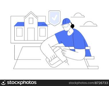 Roofing services abstract concept vector illustration. Roof repair, peak roofing contractors, house maintenance, leak inspection, new roof installation, storm damage, slope abstract metaphor.. Roofing services abstract concept vector illustration.