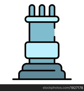 Rook chess piece icon. Outline rook chess piece vector icon color flat isolated. Rook chess piece icon color outline vector