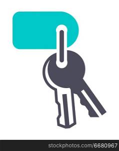 Room key, gray turquoise icon on a white background. New gray turquoise icon on a white background