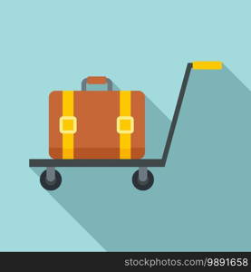 Room service bag cart icon. Flat illustration of room service bag cart vector icon for web design. Room service bag cart icon, flat style