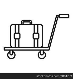 Room service bag cart icon. Outline room service bag cart vector icon for web design isolated on white background. Room service bag cart icon, outline style