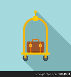 Room service bag transport icon. Flat illustration of room service bag transport vector icon for web design. Room service bag transport icon, flat style