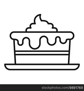 Room service birthday cake icon. Outline room service birthday cake vector icon for web design isolated on white background. Room service birthday cake icon, outline style