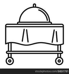 Room service cart tray icon. Outline room service cart tray vector icon for web design isolated on white background. Room service cart tray icon, outline style