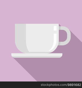 Room service coffee cup icon. Flat illustration of room service coffee cup vector icon for web design. Room service coffee cup icon, flat style