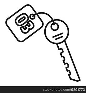 Room service key icon. Outline room service key vector icon for web design isolated on white background. Room service key icon, outline style