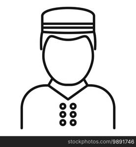 Room service man icon. Outline room service man vector icon for web design isolated on white background. Room service man icon, outline style