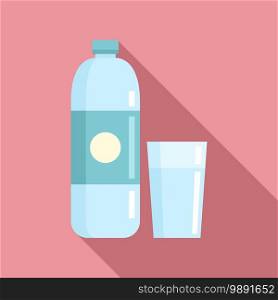 Room service water bottle icon. Flat illustration of room service water bottle vector icon for web design. Room service water bottle icon, flat style