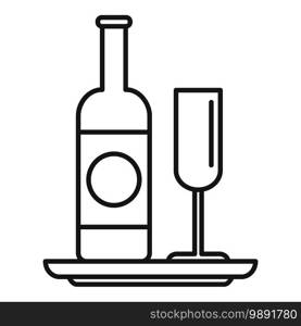 Room service wine bottle icon. Outline room service wine bottle vector icon for web design isolated on white background. Room service wine bottle icon, outline style