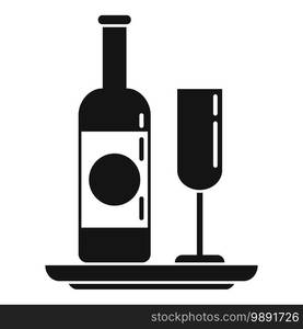 Room service wine bottle icon. Simple illustration of room service wine bottle vector icon for web design isolated on white background. Room service wine bottle icon, simple style