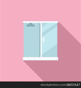 Room shower cabin icon flat vector. Stall glass. Bathroom door. Room shower cabin icon flat vector. Stall glass