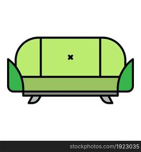 Room sofa icon. Outline room sofa vector icon color flat isolated on white. Room sofa icon color outline vector