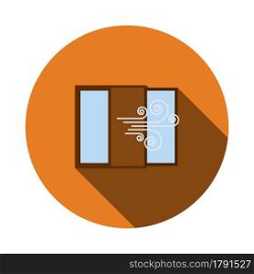 Room Ventilation Icon. Flat Circle Stencil Design With Long Shadow. Vector Illustration.