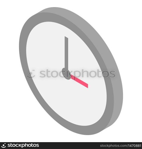 Room wall clock icon. Isometric of room wall clock vector icon for web design isolated on white background. Room wall clock icon, isometric style