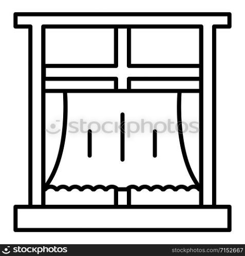 Room window curtain icon. Outline room window curtain vector icon for web design isolated on white background. Room window curtain icon, outline style