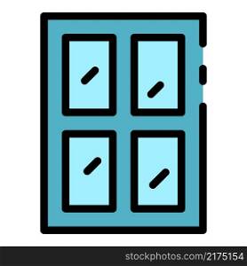 Room window icon. Outline room window vector icon color flat isolated. Room window icon color outline vector