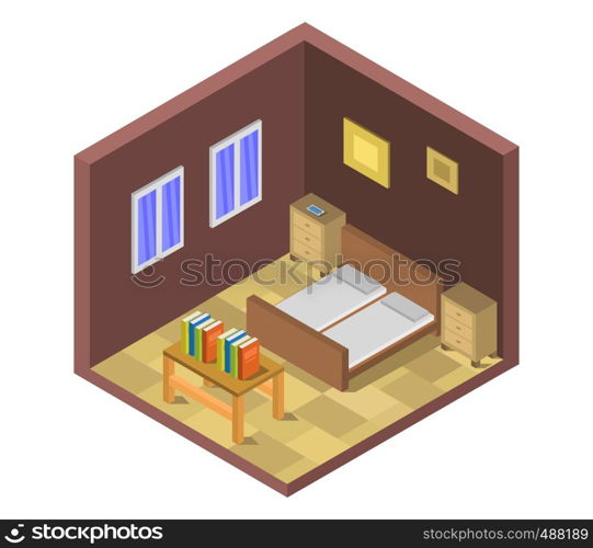 room with isometric bed