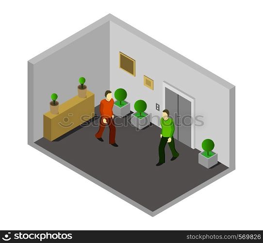 room with isometric elevator