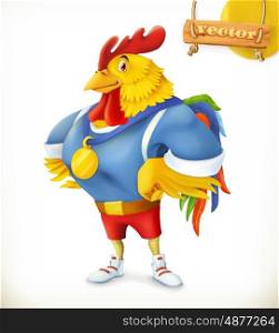 Rooster. Animal 2017. Champion athlete. 3d vector cartoon character