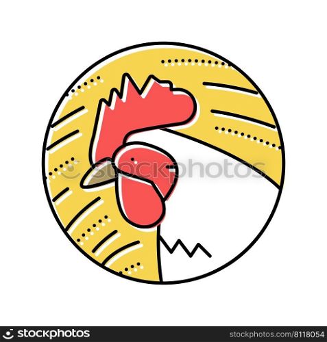 rooster chinese horoscope animal color icon vector. rooster chinese horoscope animal sign. isolated symbol illustration. rooster chinese horoscope animal color icon vector illustration
