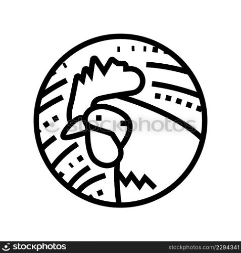 rooster chinese horoscope animal line icon vector. rooster chinese horoscope animal sign. isolated contour symbol black illustration. rooster chinese horoscope animal line icon vector illustration