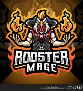 Rooster mage esport mascot logo design