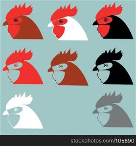 Rooster or cock head icon.. Rooster or cock head icon set.